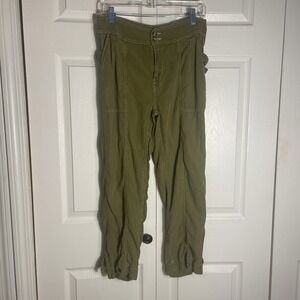 Anthropologie Jackson Tapered Utility Pants Women US 8 Olive Green Lightweight
